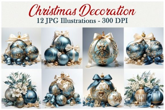 12 Christmas Decoration JPG for Illustrations
