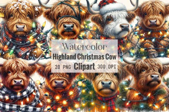 Baby Highland Cow Christmas Lights PNG Review