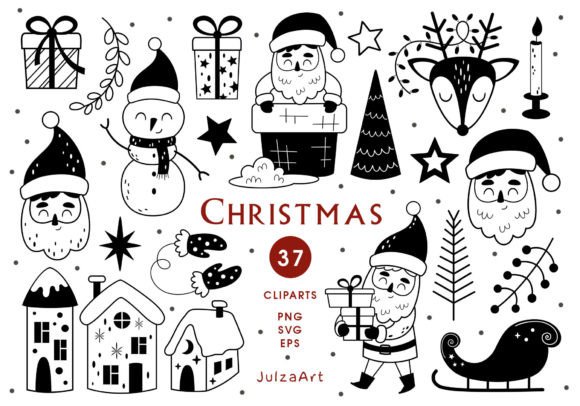 Black and White Christmas Clipart & Illustrations Review