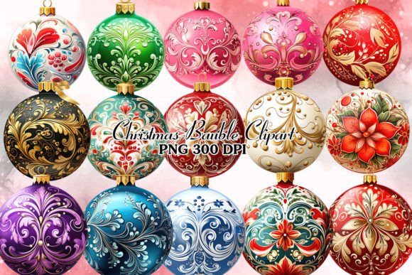 Christmas Bauble Sublimation Clipart: Premium Illustrations