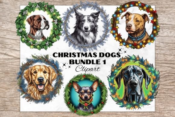 Christmas Circle Dogs: Festive Illustrations
