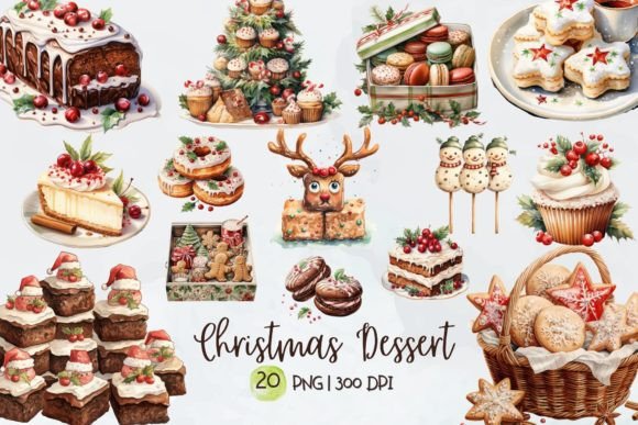 Christmas Dessert Watercolor Sublimation: Sweet Illustrations