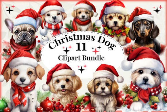 Christmas Dog Clipart: Festive Illustrations for Crafters