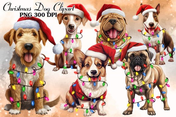 Christmas Dog Clipart: Festive Illustrations for Design