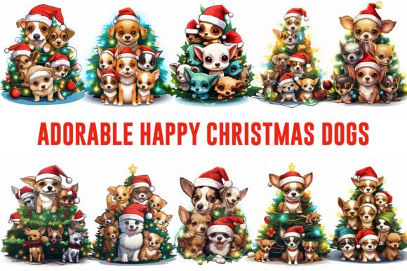 Christmas Dogs Clipart: Festive Illustrations for Crafts