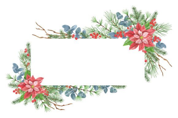 Christmas Frame Watercolor Clipart PNG & Illustrations