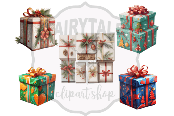 Christmas Giftbox Clipart: 20 PNG Illustrations