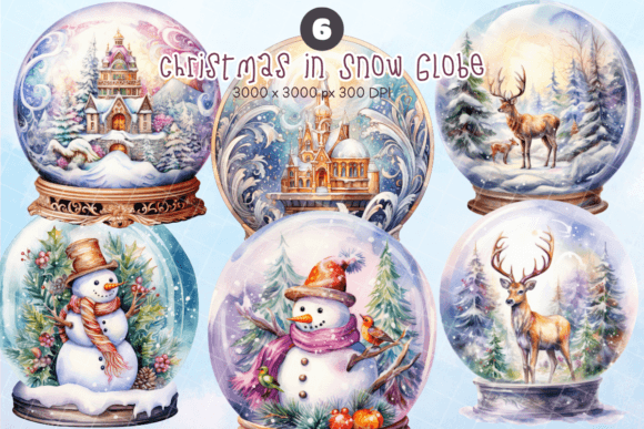 Christmas in Snow Globe: Festive Illustrations for Sellers