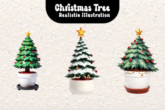 Christmas Realistic Tree Cliparts: Premium Illustrations