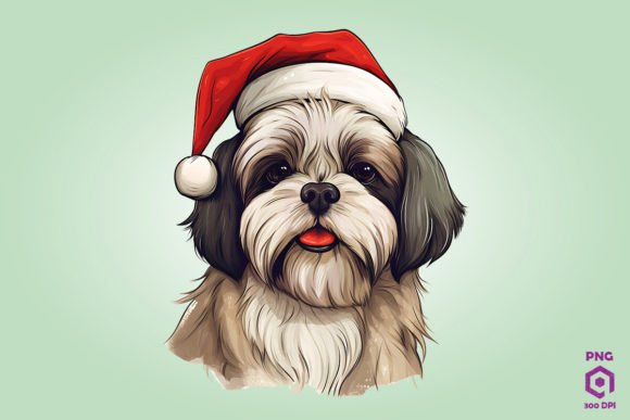 Christmas Shih Tzu Dog 1: Festive Illustrations