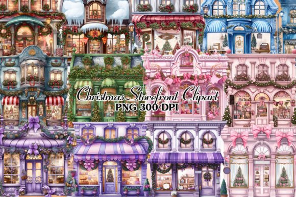 Christmas Storefront Sublimation Clipart for Illustrations
