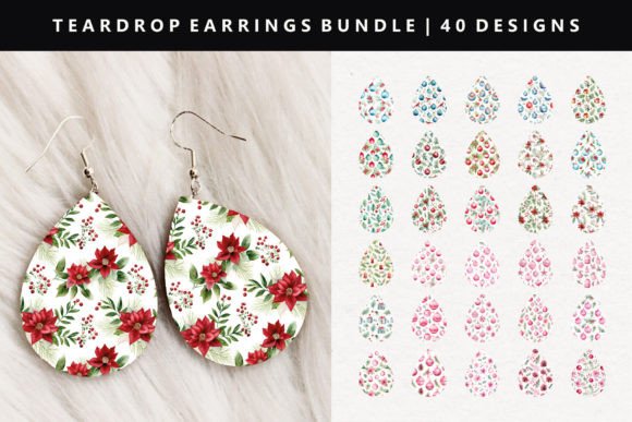 Christmas Teardrop Earring Bundle: Festive Illustrations