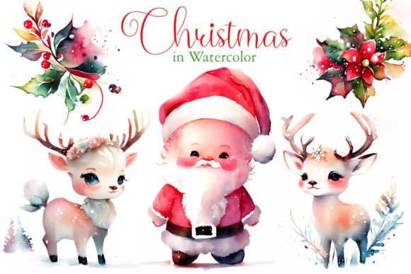 Christmas Watercolor Set: Festive Illustrations