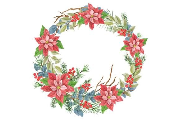 Christmas Wreath Clipart: Watercolor Illustrations
