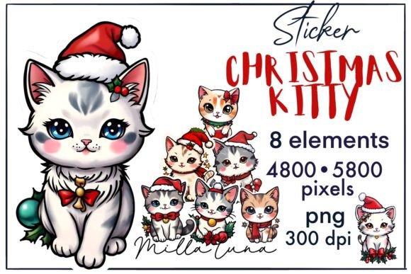 Cute Cat Christmas Clipart: Festive Illustrations