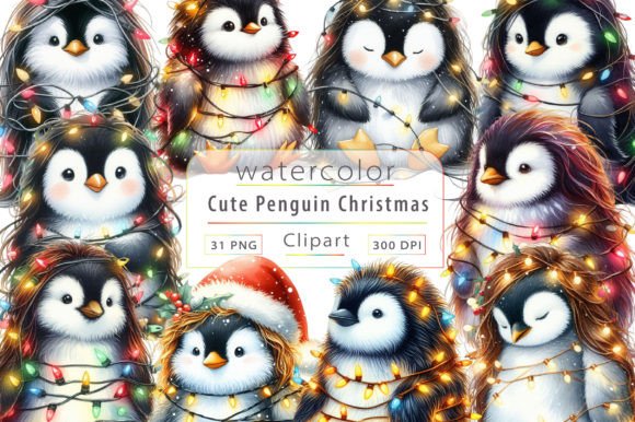 Cute Penguin Christmas Sublimation: Festive Illustrations