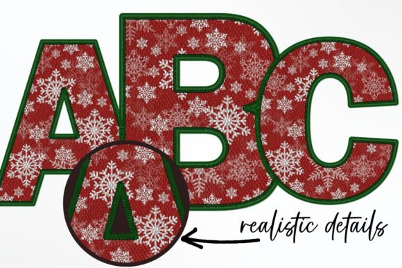 Faux Embroidered Christmas Letters PNG for Illustrations