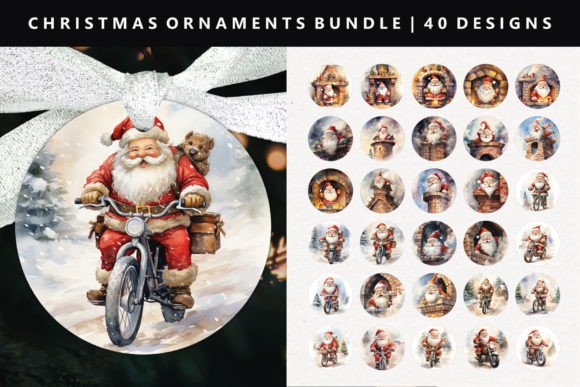 Funny Santa Ornaments: Playful Illustrations for Design