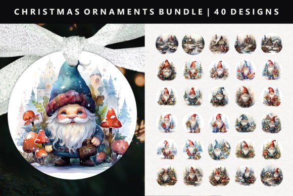 Gnome Christmas Ornament Bundle: Festive Illustrations