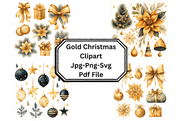 Gold Christmas Clipart: Premium Illustrations for Festive Brands