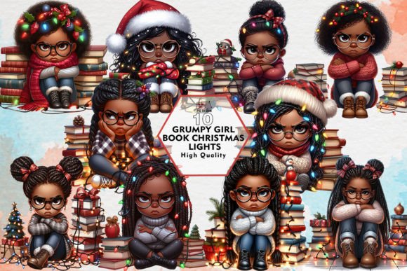 Grumpy Girl Book Christmas Lights: Festive Illustrations