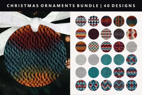 Knitted Christmas Ornament Bundle: Festive Illustrations