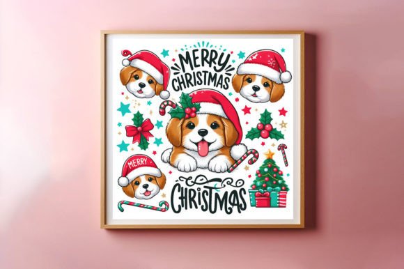 Merry Christmas Watercolor Animal Dog: Illustrations