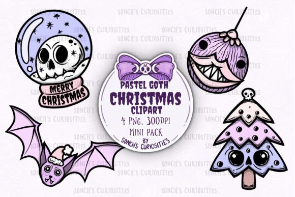 Pastel Goth Christmas PNG: Unique Illustrations