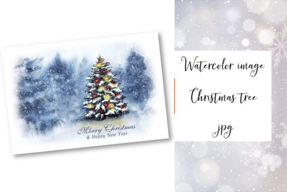 Postcard, Christmas Tree, Watercolor Illustrations Review