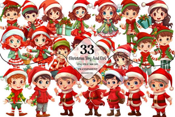 Reviewing Christmas Elf Boy Girl Clipart Illustrations