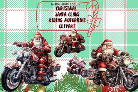 Santa on a MotorBike: Fun Illustrations for Crafts