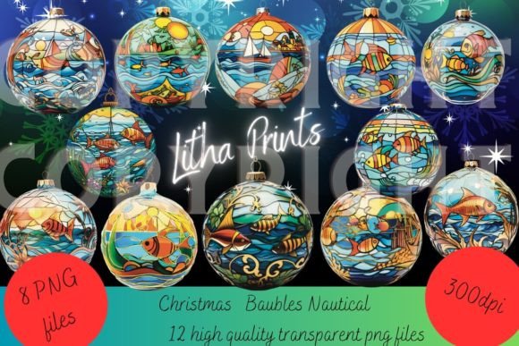 Stained Glass Christmas Baubles 1: Premium Illustrations