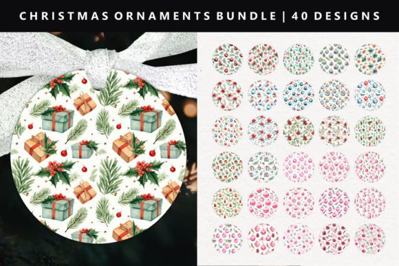 Watercolor Christmas Ornament Bundle: Premium Illustrations
