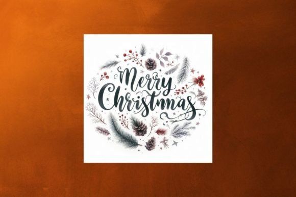 Watercolor Merry Christmas Typography Illustrations