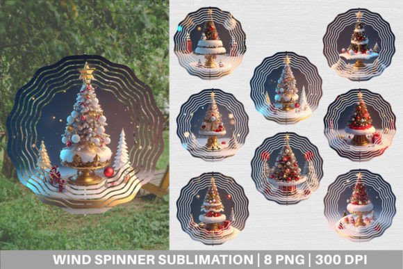 Wind Spinner 3D Christmas Tree Baubles: Festive Illustrations